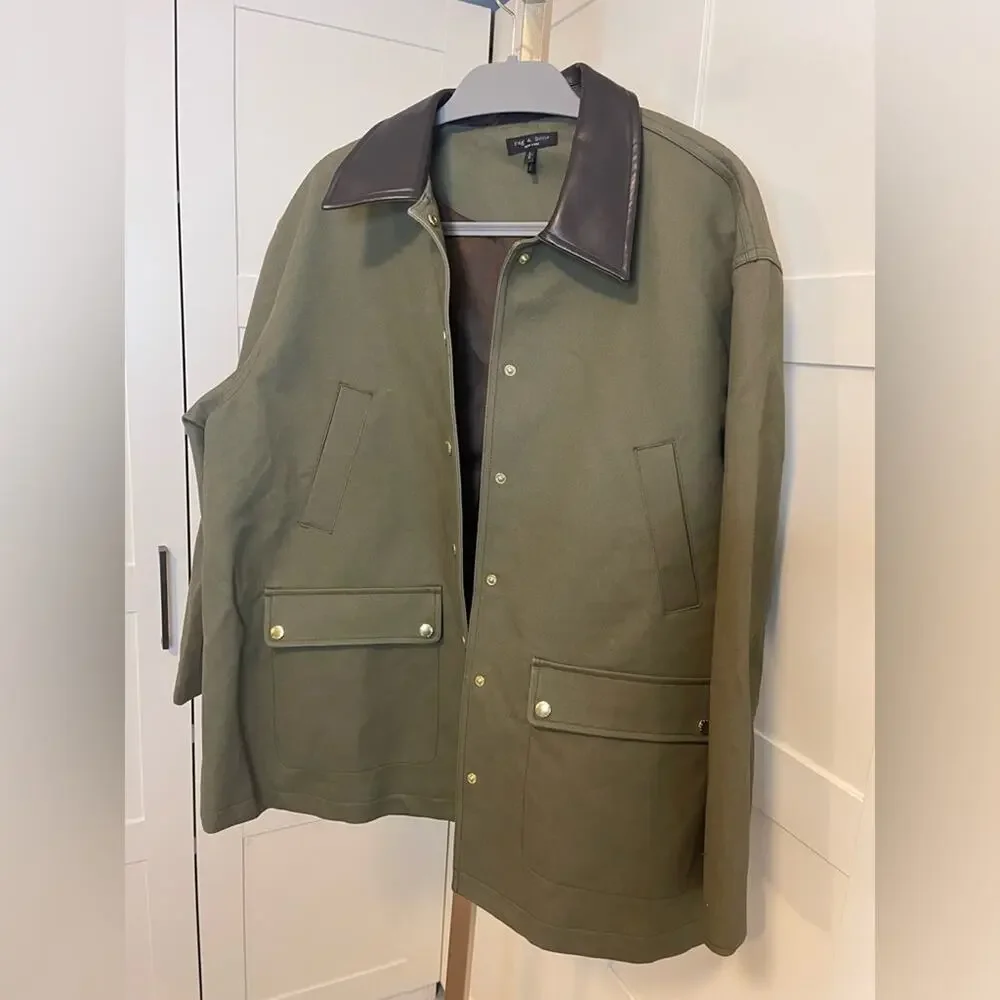 rag & bone Olive Green Jacket with Dark Brown Collar - Picture 6 of 9